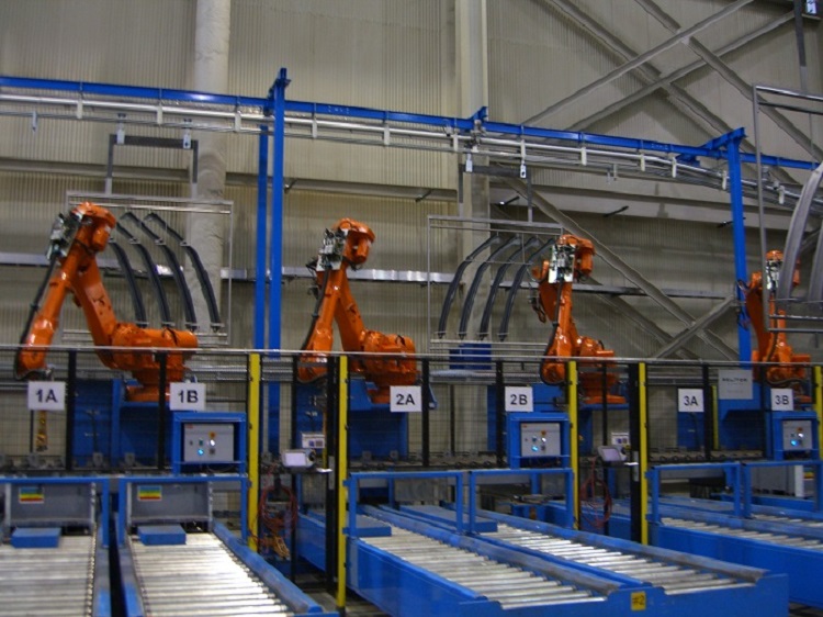 Automotive Pillar Shot Blast Line - IntelliTrak 500 Series Overhead Conveyor