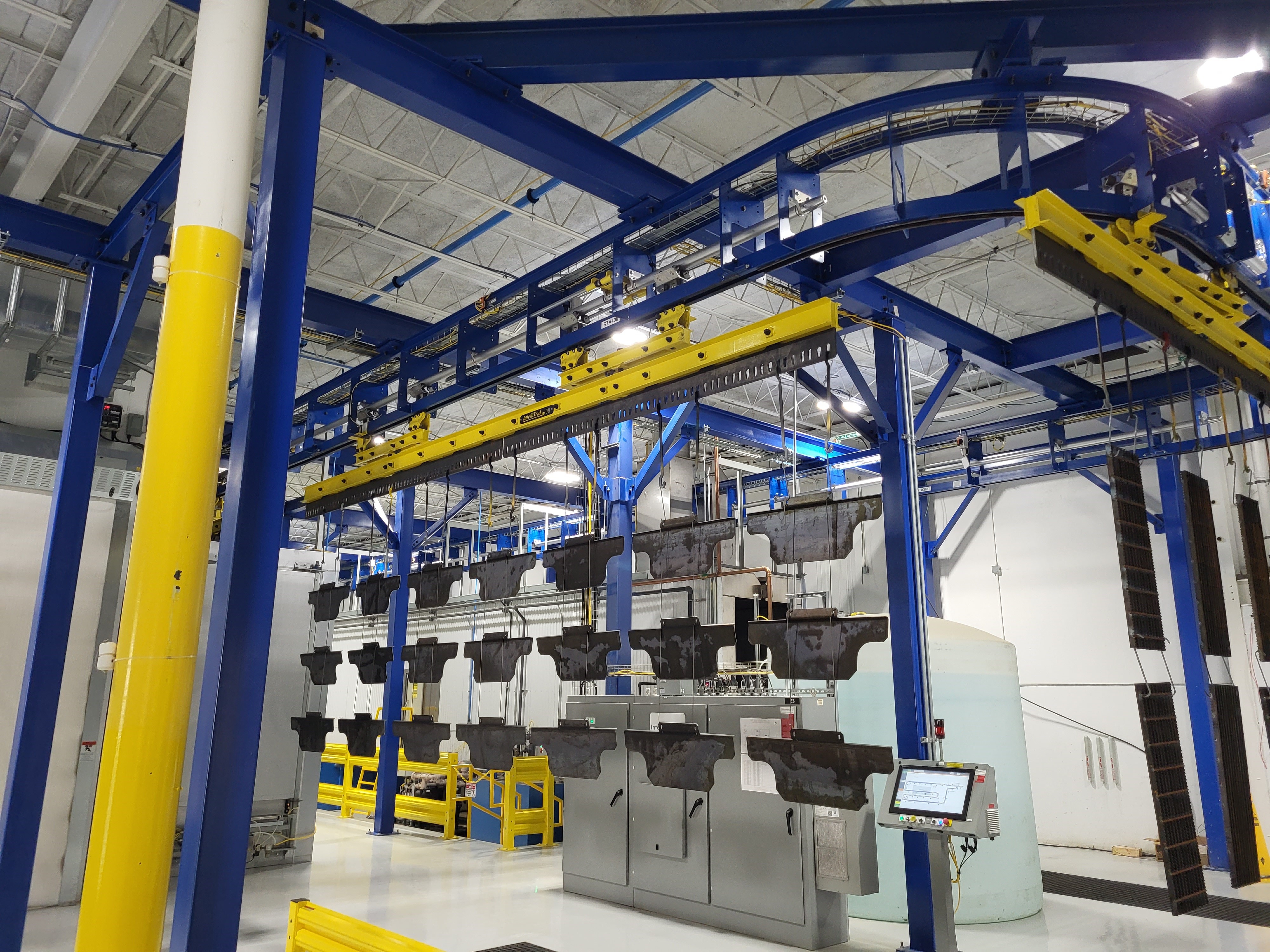 IntelliTrak 500 Series Overhead Conveyor Custom Component Finishing System for Prime, Morgan Steel